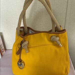 MICHAEL Michael Kors Yellow and Brown Tote with Distinctive Braided Handle